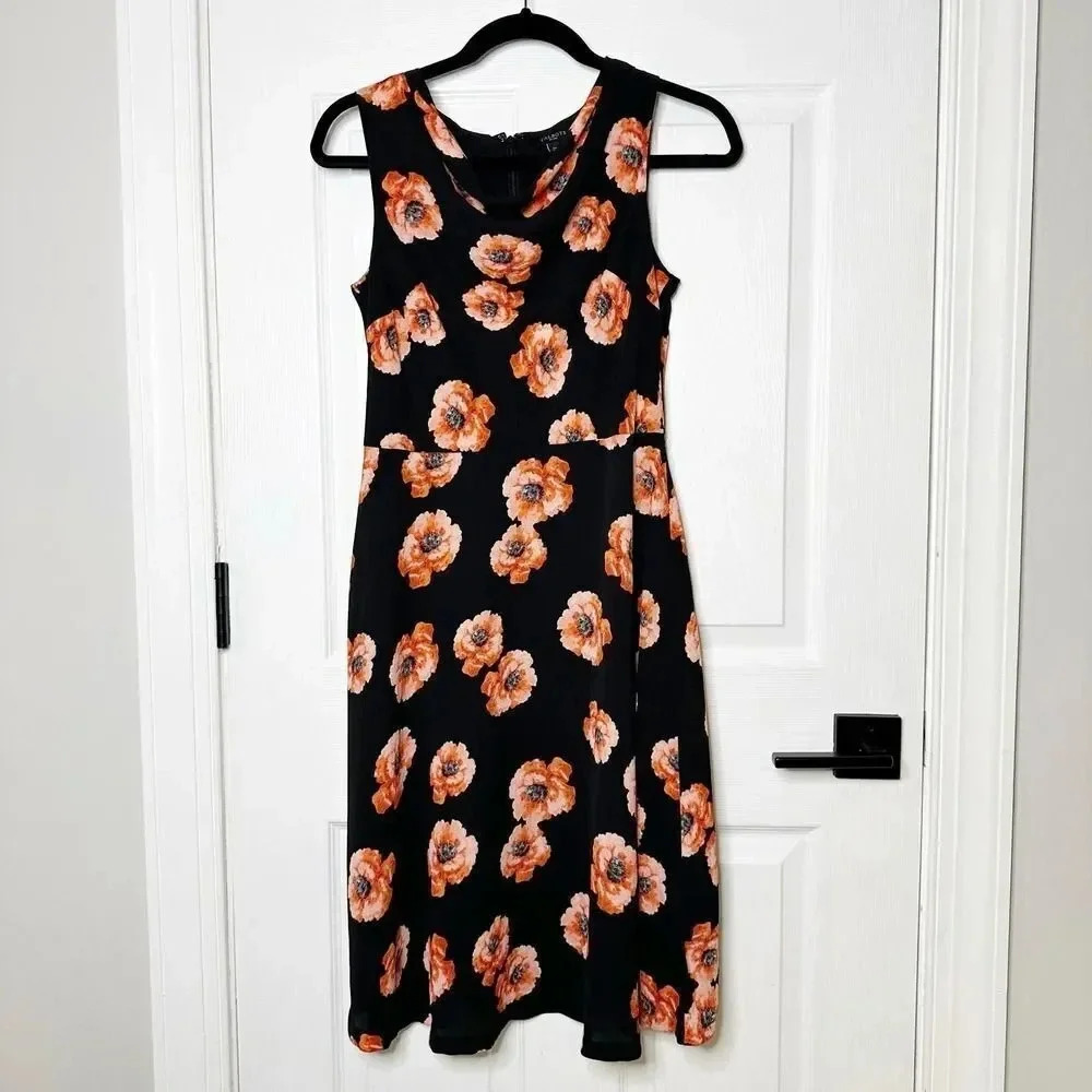TALBOTS Poppy Floral Cowl Neck Midi‎ Dress Size 2 Petite